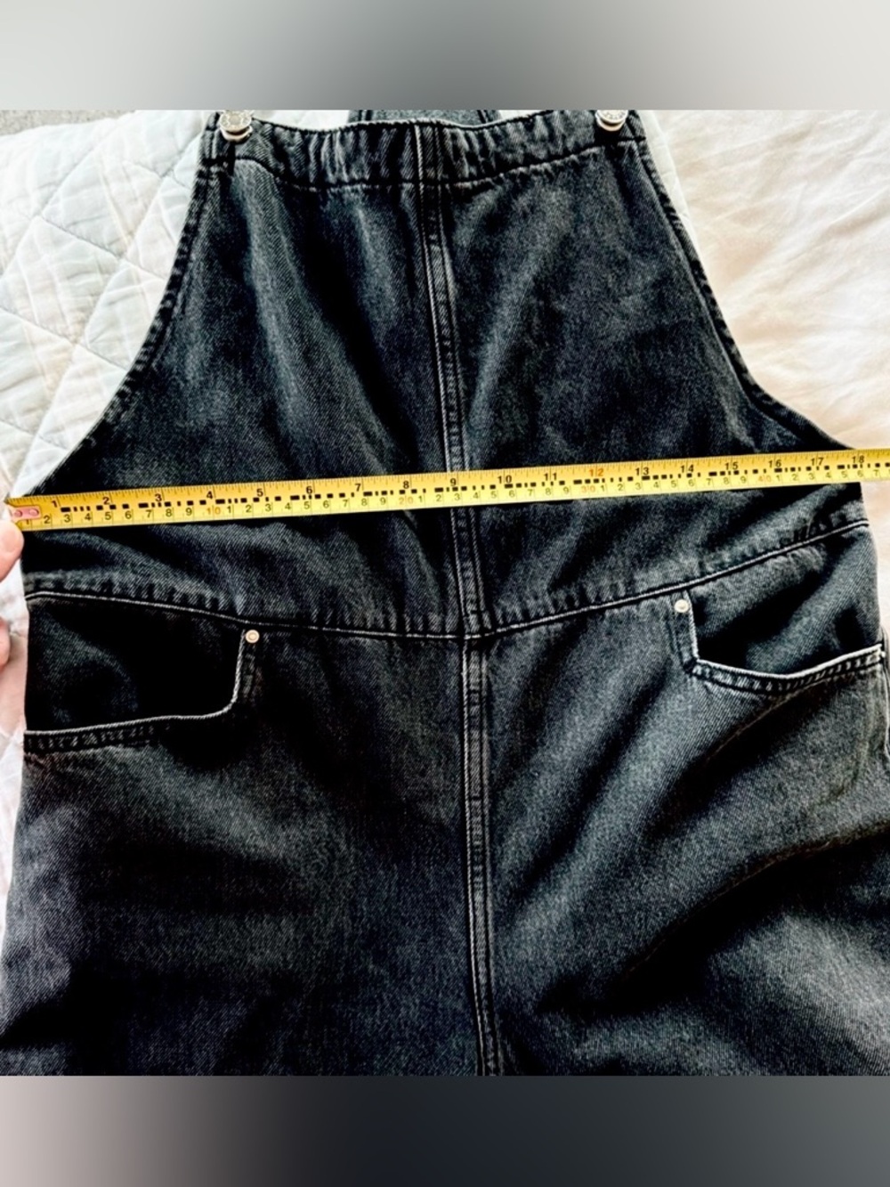 Mango Wide Leg Denim Overalls Cotton Black Size Medium Excellent Condition - Picture 9 of 11